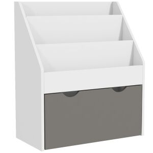 AIYAPLAY könyvespolc 3-8 éves gyermekeknek 3 polccal és alsó fiókkal, MDF-ből készült, 62,5x30x70 cm, szürke 146863056 - Aiyaplay