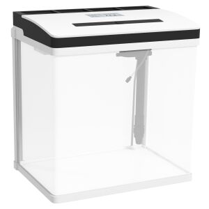PawHut 28L-es Akvárium LED világítással, szellőzőnyílásokkal és csendes pumpával, 38x26x38 cm, fehér 146863653 - PawHut