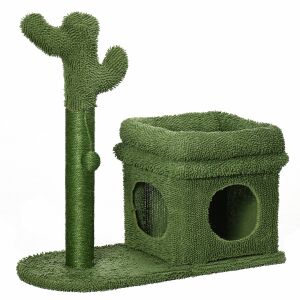 PawHut Tiragraffi Gatti con Lettino, Casetta és Palo in Sisal a Cactus 146864018 - PawHut