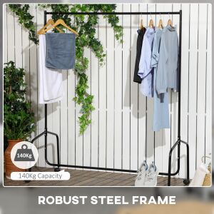 Homcom ruhaszárító állvány 4 vaskerékkel, 150x60x150cm 146864192 - Ruhaszárító