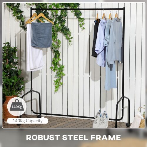 Homcom ruhaszárító állvány 4 vaskerékkel, 150x60x150cm
