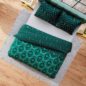 SAPHIRA ágyneműgarnitúra 160x200 cm - szatén pamut, zöld, geometrikus minta 146864107 - Ágynemű - ifjúsági és felnőtt