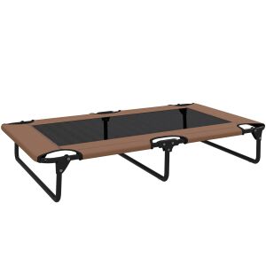 PawHut Összecsukható Fekhely Nagytestű Kutyáknak Hálós Anyaggal, 107x61x20cm, Barna 146864655 - PawHut