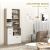 HOMCOM Magas Konyhai Tálalószekrény Fiókos, 3 Szekrényes és 4 Nyitott Rekesszel, 80x35x180 cm, Fehér 146865473
