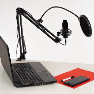 SAL M 100USB mikrofonszett, forgatható asztali állvány, rezgéscsillapított, dupla rétegű popup filter, Plug &amp; Play, kondenzátormikrofon 146867222 - Audio