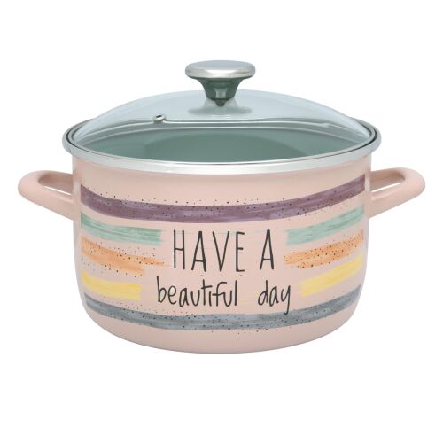 5 literes fazék fedővel, Divan Dan, piros, zománcozott, Metalac, 22 cm