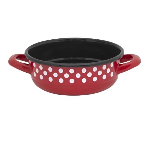 Metalac Tufne 1,2L zománcozott fazék, 16cm, piros fehér pöttyökkel - Lábas