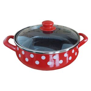 Topf mit zwei Griffen und Glasdeckel, 4 l, Tufne Metalac Emaille/24 cm/4 l 146868460 - Koch- & Backgeschirr