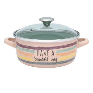 Divan Dan Metalac Emaille-Kochtopf 3,5 l mit Glasdeckel/22 cm/3,5 l 146868459 - Koch- & Backgeschirr