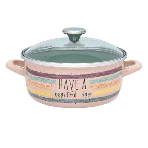 Divan Dan Metalac Emaille-Kochtopf 3,5 l mit Glasdeckel/22 cm/3,5 l 146868459