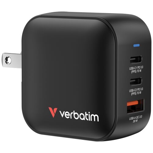 Verbatim 32229 Mini GaN 2xUSB-C PD 1xUSB-A Hálózati gyorstöltő 70W - Fekete 146869006