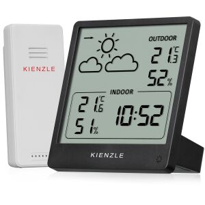 Kienzle Slim LCD Időjárás Állomás Kültéri Érzékelővel - Fekete 146869616 - Időjárás állomás