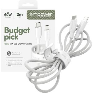 PanzerGlass 60W empower USB-C apa - USB-c apa Adat és töltő kábel 2m - Fehér 146871489 - USB kábel