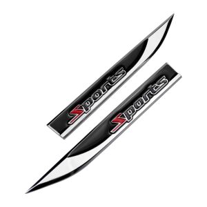 Set 2 embleme auto metalice SPORTS, reliefate 3D, dimensiune 14.6 x 1,8 cm 146871642 - Abțibilduri auto.