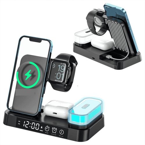 Vezeték nélküli indukciós töltőállomás – 15 W, 4 az 1-ben, éjjeli lámpával (Qi) 146872012