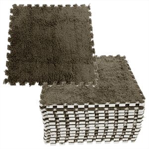 12 darabps EVA habszivacs puzzle szőnyeg plüss padlószőnyeg barna 30x30cm