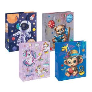 Ajándéktáska, zsinórfüles, 25x30x10 cm, DONAU "Home", vegyes gyermek minta 146875412 - Művészet & Hobbi