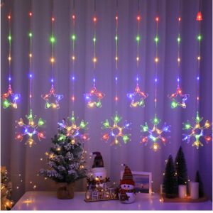 Svjetlosna zavjesa na baterije s motivom ledenice s 112 LED dioda, za vanjsku i unutarnju upotrebu, šarena RGB, širine 200 cm, s 8 načina osvjetljenja 146889574 - Božić