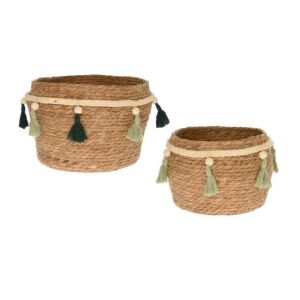 Kosár szett bojtokkal vessző 32x29cm S/2 146889726 - Tárolás & Rendszerezés