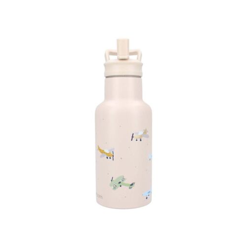 Kidzroom repülős kulacs, 350 ml, bézs színű repülőgépes mintával - Kulacs