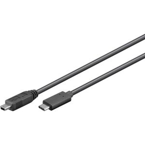 MicroConnect USB-C do Mini USB B 5P 0.5m Czarny, do synchronizacji i ładowania, Prędkość 0,48 Gbs. 2,5W 146901084 - Kabel USB