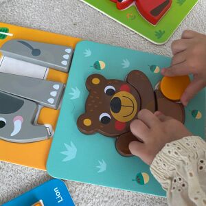 WOOPIE GREEN kirakós fából készült kisállat építőelemek Montessori FSC