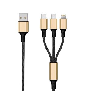 Kabel USB 2GO USB-A - USB-C + microUSB + Lightning 1.5 m Czarno-złoty (797152) 146901620 - Kabel USB