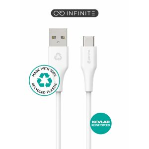 EStuff INFINITE Kabel USB-C na USB-A 1m Biały. Plastik z recyklingu. Super miękki 146902110 - Kabel USB