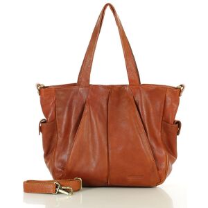 Miękka torebka skórzana shopperka na ramię - MARCO MAZZINI - brąz camel 146905612 - Opatrunek dodatkowy