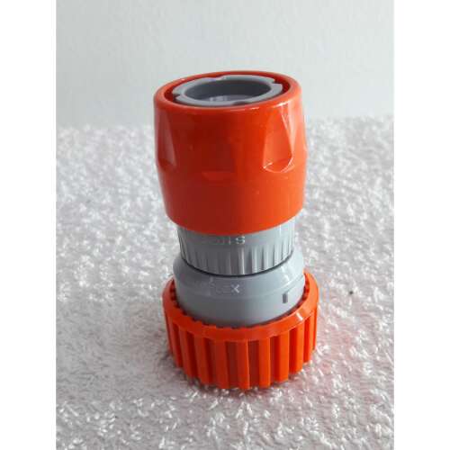 1/2 hüvelykes SIRO tömlő összekötő, narancssárga és szürke műanyagból, kerti tömlők összekapcsolásához