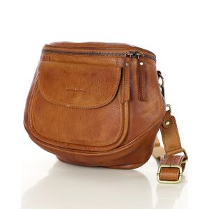 Torebka na szerokim pasku półokrągła skórzana listonoszka - MARCO MAZZINI brąz camel 146907078 - Opatrunek dodatkowy