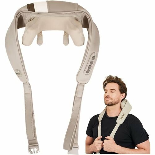 Hordozható masszírozó, nyakra és testre, fűtés funkcióval, izomlazításra, állítható intenzitású, USB töltés, szürke 146918493