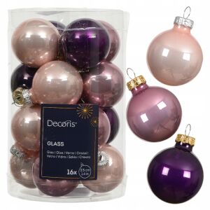 Zestaw 16 szt. szklanych bombek choinkowych 3,5 cm mix kolorów błyszczące 146922471 - Karácsonyfadísz