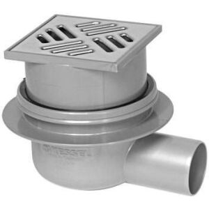 Klasszikus bemenet DN50, oldalsó kimenet rozsdamentes acél ráccsal 100 x 100 146923107 - Beépítő elem