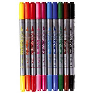 Flamastry dwustronne 10 kolorów cienka i gruba końcówka żywe kolory 146923616 - Filctoll