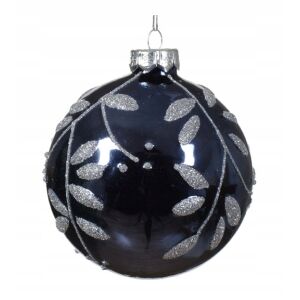 Kék díszes üveg karácsonyfa gömbdísz 10cm 1 db. 146924298 - Karácsonyfadísz