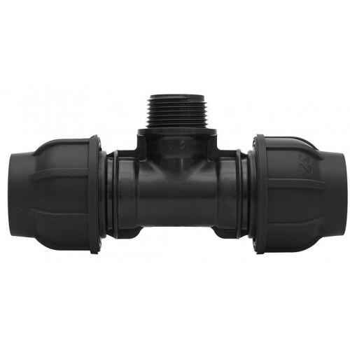 PP kompressziós tee 90 fokos 40x6/4"x40 GZ külső menetes PN16, PE csövekhez, fekete 146924418