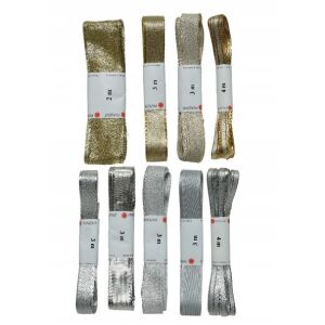 Dekoratív szalag ajándékba, arany és ezüst