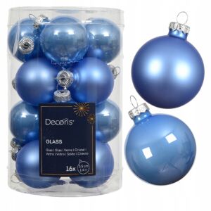 Zestaw 16 bombek choinkowych niebieskich szklanych 3,5cm gładkie mat błysk 146924788 - Karácsonyfadísz