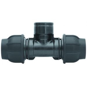 PP kompressziós tee 90 fokos 40x6/4"x40 GW belső menetes PN16, PE csövekhez, fekete 146925580 - KPE idom