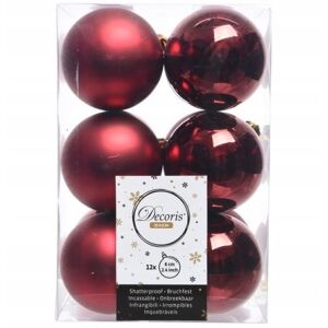 Törhetetlen karácsonyfadíszek, 12 db-os készlet, 6 cm, bordó 146925710 - Karácsonyfadísz