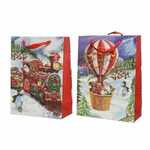 Papír ajándéktáska karácsonyi mintával, 72 cm