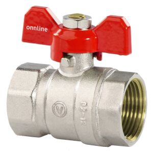 Nikkelezett standard golyóscsap tömszelencével, PN16, 1 hüvelykes PN16 pillangóval, N-N változat, 16 bar/120C 146928030 - Golyóscsap