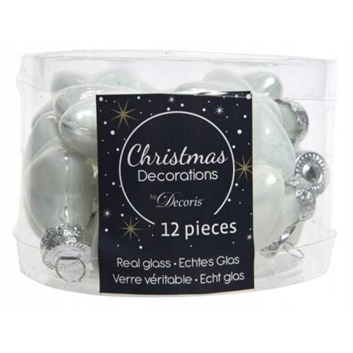 Karácsonyfadíszek, fehér csillagok, 12 db-os készlet, 4 cm 146928888