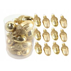 Arany üveg makk gömbdíszek, 12 db-os készlet, 4 cm 146929272 - Karácsonyfadísz