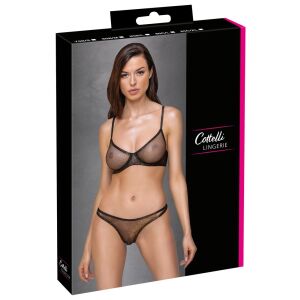 Cottelli LINGERIE - Szexi, csillámos, hálós, kétrészes szett 80B/M