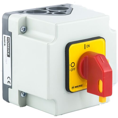 Bütyökkapcsoló 0-1 16A 3P a házban, kis piros gomb, 1 x lakat IP65 146934072