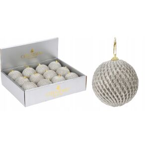 Díszített karácsonyfa gömbdísz, törésálló, csillámos, 10 cm 146935876 - Szezonális dekoráció
