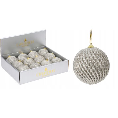 Díszített karácsonyfa gömbdísz, törésálló, csillámos, 10 cm 146935876