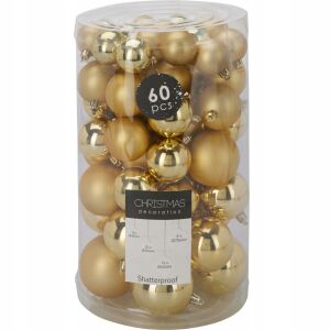Zestaw 60 bombek choinkowych świątecznych plastikowe złote 146936295 - Szezonális dekoráció